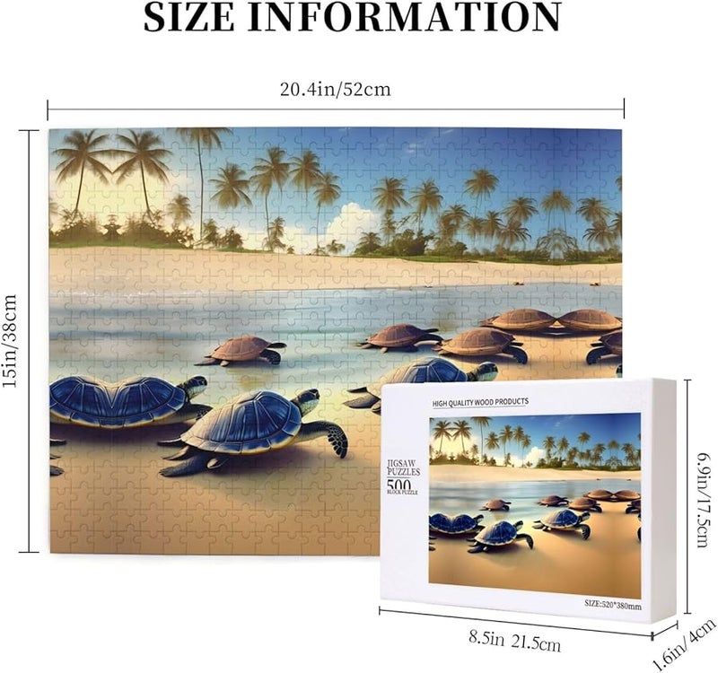 لغز بازل من 500 قطعة لسلاحف فايا على الشاطئ لتزيين المنزل للكبار - Image 4